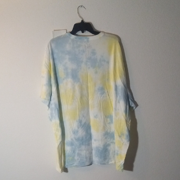 Smiley Women's Tie-Dye Short Sleeve Tee - Blue and Yellow - Picture 4 of 4